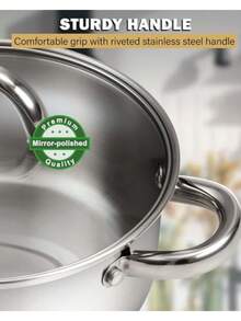 Cook N Home - Olla de sopa con tapa, Basics de acero inoxidable, 12 cuartos de galón - Ver 7