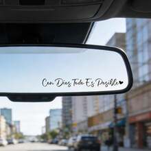 Spanish Rearview Mirror Sticker - 1pc With God All Things Are Possible Car Decals, Trust In God Cars Accessories, Motivational Car Window Decals - A - View 8