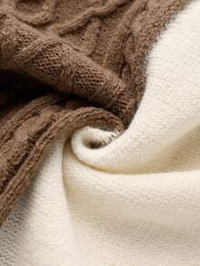 Setelan 2 Potong Sweater Rajut Leher Bulat Warna-warni untuk Wanita Ukuran Plus + Celana Panjang, Pakaian Kasual Elegan Lengan Panjang, Cocok untuk Musim Gugur - Khaki - View 8