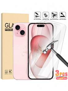 BOLLYMORE 3pcs High Definition Full Coverage Tempered Glass Screen Protector, 9H Hardness, Anti-Scratch Protection, Compatible With IPhone 17/16/16e/16Pro/15/15Pro/14/Promax/11/X/Xs/7/8Plus - 3PCS HD Glass - View 47
