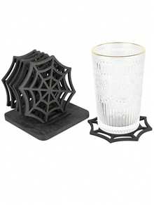 4/2/1pc Halloween Spider Web Wooden Coasters, Eerie Spider Web Hollow Design, Creative Desktop Decor, Gothic Style Personalized Heat-Insulating Pads, Suitable For Parties, Weddings, Birthdays, Halloween Decorations And Holiday Party Table Settings - View 11