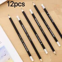 12 Black Pencils With Erasers And 1 Pencil Sharpener, Designed For Students' Learning, Exams, Drawing And Sketching, Student Stationery Pencil Set, Back To School Supplies - Multicolor - View 6