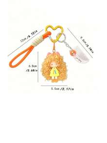 Curly Fluffy Girl Silicone Keychain, Cute Plush Doll Bag Pendant Car Key Charm, Mother's Day, Christmas, Graduation Gift For Friends And Family - Multicolor - View 8