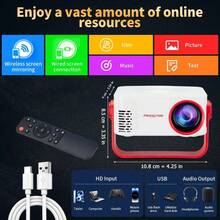 Portable Smart Projector - Native 1080P Full HD, Powered By Android System, Features Auto Focus And Auto Keystone Correction, Supports Wifi Wireless Connection, Suitable For Home Theater Movie Projection, Gaming And Learning - Red and White - View 11