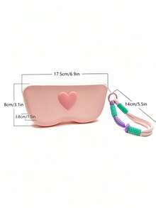 1 Peça Bolsa de Armazenamento de Óculos em Formato de Coração de Silicone com Corda Trançada à Mão, Cor Aleatória, Bolsa de Óculos Fashionável de Cor Fresca - Multicolorido - Visão 7