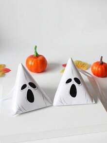 10pcs/Set Halloween Hanging Candy Boxes, 5 Designs Pumpkin, Ghost, Black Cat, Mummy & Skeleton Trick Or Treat Favor Boxes With Ribbon Handles For Kids Halloween Party Supplies - 5 Patterns - View 7
