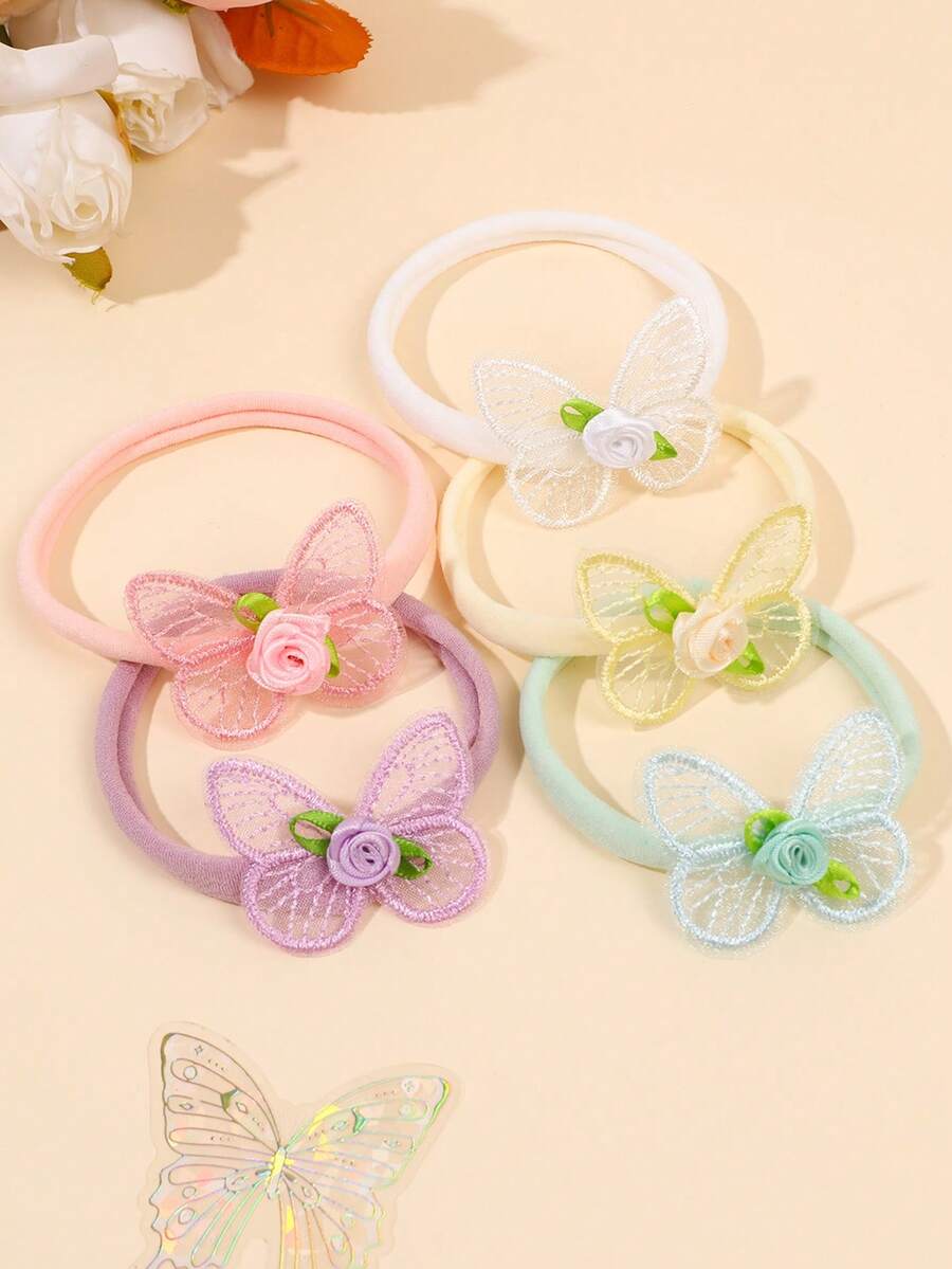 5PCS Colorful Butterfly Baby Headbands, Breathable Comfortable Flower Headbands, Hair Accessories For Girls - Multicolor - View 1