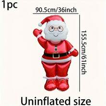 1/2pcs 154.94cm Standing Santa Claus Foil Balloon 3D Decoration Christmas Atmosphere Decor Large Balloon Holiday Atmosphere Decoration Indoor Outdoor Setup - Waving Santa Claus - View 10