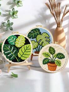 Kit Sulam Jarum Tusuk 2D untuk Pemula dengan Bingkai, Tema Tanaman Hias, 20*20cm/7.9*7.9in Pola Pra-Cetak, Set Jarum Tusuk DIY, Kit Benang & Alat Tusuk Lengkap, Dekorasi Dinding Buatan Tangan untuk Ruang Tamu dan Kamar Tidur, Hadiah Ulang Tahun Ideal - Tanaman hias - View 11