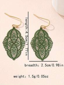 1 Pasang Anting-Anting Wanita Model Daun Berongga Gaya Bohemian, Cocok untuk Liburan dan Pemakaian Sehari-hari - daun - View 3