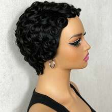 6 Inch Short Side Part Wig, 100% Human Hair Woven Short Bob Wig For Women - Multicolor - View 12