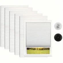 6-Pack Blackout Pleated Paper Shades – Cut-To-Size, No-Drill Window & Door Coverings For Home Or Travel | Lightweight, Portable, Easy Clip-On Installation (12 Clips Included) | 36 In W * 72 In H | Temporary Room Darkening Solution | Foldable & Reusab - Brown - View 2