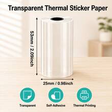 53mm Transparent Color Thermal Sticker Paper, 2.24" Clear Blue Green Black Film Tape For Kitchen Labels, Pantry Jars, DIY Coloring Printouts, Photo Prints, Compatible With Most Mini Portable Printers, Sticker Tape Only - View 5