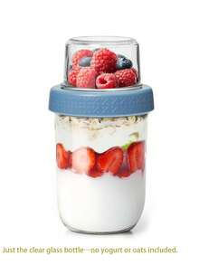 Overnight Oats Cup With Lid, Double Layer Chia Pudding Cup, Dry And Wet Separation, Leak-Proof Yogurt Fruit Cereal Salad Cup, Stackable Durable Glass Material, Suitable For Work, Gym, School, Travel, Refrigerator Storage - Multicolor - View 12
