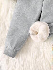 Toddler Car Print Warm Crew Neck Sweatshirt And Sweatpants Set - Grey - View 6
