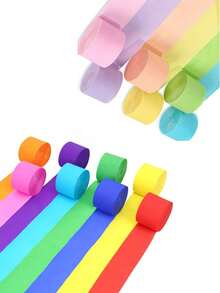 Macaron Color Crepe Paper Tassel Roll, Thickened Soft Pleated Decorative Strip, Suitable For Birthday Backdrop, Baby Shower Decoration, DIY Crafts, Wedding And Holiday Hanging Decor, Stretchable And Twistable Into Various Decorative Shapes - Multicolor - View 9