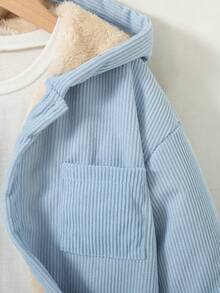 Boys' Casual Fashion Patch-Front Fleece Jacket With Pockets And Patch Design, Long Sleeve, Autumn/Winter - Blue - View 5