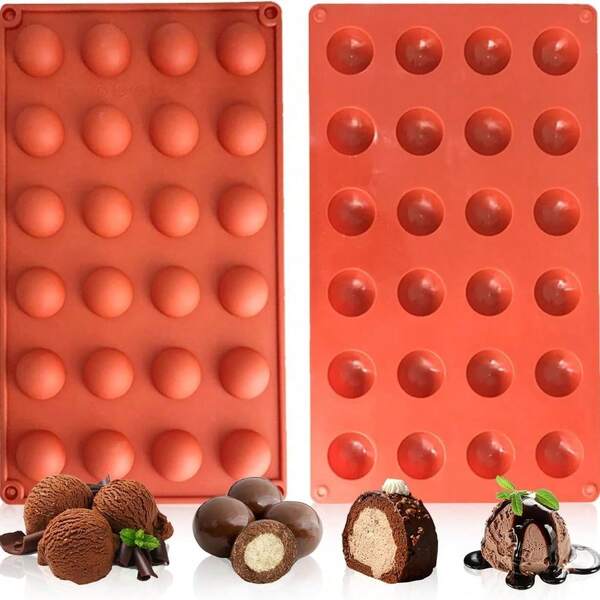 24-Cavity Silicone Sphere Mold – Perfect For Cocoa Bombs, Chocolate & Desserts (Reusable)