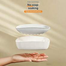 1 Soap Box With Double-Layer Drainage And Automatic Water Drainage, Easy To Clean, Suitable For Home Bathrooms And Kitchens, High-End Design, A Must-Have For Home Decoration, And A Great Gift Choice - Double-layer Soap Dish - View 3