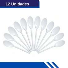 Colher de Polietileno 24,5 Kit de 12 unidades indicada para mexer massas, molhos, arroz, feijão, carnes moídas, doces e diversas outras preparações culinárias. - Branco - Visão 1