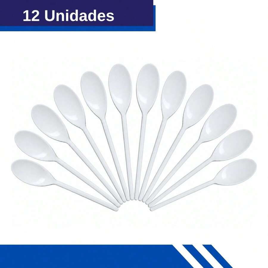 Colher de Polietileno 24,5 Kit de 12 unidades indicada para mexer massas, molhos, arroz, feijão, carnes moídas, doces e diversas outras preparações culinárias. - Branco - Visão 1