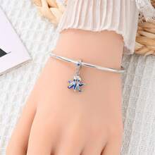 1pc S925 Sterling Silver Ocean Theme DIY Pendant Bead, Sea Turtle, Octopus, Shell, Starfish Multiple Styles, Transparent Blue Enamel With Colorful Zirconia Inlay, Comes With Gift Box, Suitable For Bracelet And Necklace Assembly, Fresh Summer Beach Style Versatile Silver Jewelry Accessory - Multicolor - View 5
