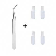 5PCS High Precision Lash Extension Tweezers Polished Stainless Steel Smooth Surface Tight Alignment Tips Ideal For Classic Volume Eyelash Application Salon Daily Beauty Grooming Supplies - C-Silver - View 9