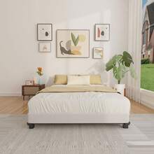 4 Inch Queen Box Spring Low Profile, Heavy Duty Metal Mattress Foundation Base With Fabric Cover, High Load Bearing Capacity Support Slat Bed Frame, Easy Assembly Non Slip Noise Free, White - 4 Inch - View 6