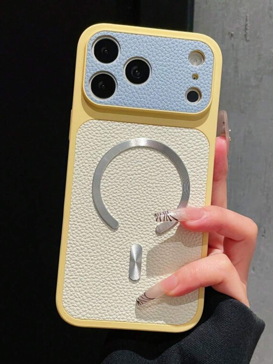 1件可愛配色磁吸皮革手機殼，適用於 iPhone 17 Pro Max Air 16 15 14 13 12 11 Pro Max Plus，支援無線充電，硬殼 PC 保護殼
