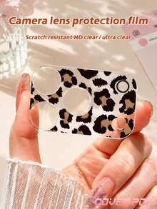 1pc Yellow Brown Leopard Print Camera Lens Protector Film, Compatible With IPhone 17Pro/17 Pro Max; Made Of Tempered Glass, Full Coverage Design, High Definition & Transparent, Scratch-Resistant & Anti-Fingerprint, Compatible With Phone Cases, Easy To Install. - Clear - View 4