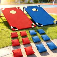 This Set Includes 6 Beanbags, A Red Or Blue Corn Hole Game Board, And A Gift Box. Random One,It's Suitable For Outdoor Parties, Backyard Camping, Indoor Gatherings, Or Beach Patio Entertainment. An Ideal Choice For Holiday Gifts And Party Supplies - 彩色 - 查看 1