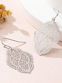 1 Pasang Anting-Anting Wanita Model Daun Berongga Gaya Bohemian, Cocok untuk Liburan dan Pemakaian Sehari-hari - daun - View 11