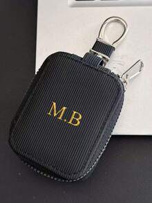 [Customized]Personalized Custom Luxury Name Letter Faux Leather Pattern Earphone Bag Keychain Storage Bag Earphone Case Compatible With 1 2 3 4 Pro 2 Pro Pro 3 - Multicolor - View 7