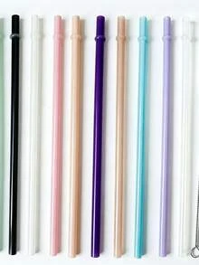 10入可重複使用透明或多色塑膠吸管附刷子，長9.45英吋/24cm，適用20盎司與30盎司杯子、玻璃罐等 - 彩色 - 查看 9