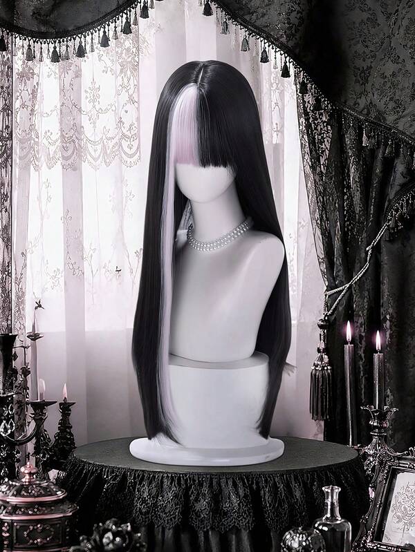 alicegarden 26 Inch Long Synthetic Hair Wig, Natural Straight Style, Stunning Multi-Color, With Bangs Design, Suitable For Women's Daily, Party, Cosplay Use, Natural And Durable, Women's Wig Gift