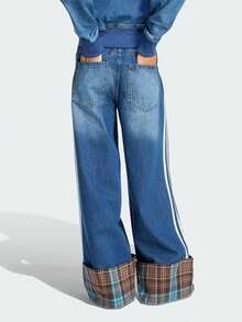 Adidas Three-Leaf Women's Loose Comfortable Versatile Jeans - Denim Indigo - View 2