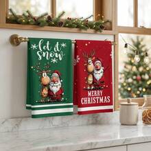 2/4/48pcs Christmas Pattern Kitchen Dish Cloths, Absorbent Cleaning Dish Towels, Restaurant Home Daily Cleaning Towels, Multi-Purpose High Absorbency Kitchen Cleaning Towels - Multicolor - View 6