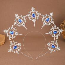 1pc Vintage Women's Rhinestone Alloy Gothic Halo Headband, Personalized Luxury Gothic Crystal Crown Headpiece, Suitable For Weddings, Parties, Photography, Cosplay, Summer - Multicolor - View 7