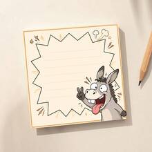 1/4 Pcs Cute Funny Donkey Cartoon Memo Pad | Aesthetic Kawaii Expressive Doodle Explosion Frame Design, Beige Minimal Desk Stationery For Journaling, To-Do Lists, Study Planner & Office Notes, Multi-Purpose Writing Pad For School & Daily Organization - one-size - View 2