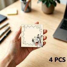 1/4 Pcs Cute Funny Donkey Cartoon Memo Pad | Aesthetic Kawaii Expressive Doodle Explosion Frame Design, Beige Minimal Desk Stationery For Journaling, To-Do Lists, Study Planner & Office Notes, Multi-Purpose Writing Pad For School & Daily Organization - one-size - View 8