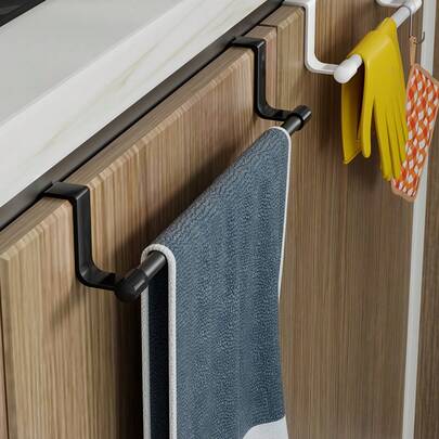 Cabinet Door Towel Rack, No-Drill Towel Rack, Suitable For Storing Towels, Gloves, Aprons And More, Applicable To Kitchen, Bathroom And Other Spaces, Kitchen Accessories