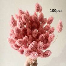25/50/100Pcs Multicolor Artificial Gemstone Grass, Fluffy Faux Pampas Grass For Home Wedding Table Floral Arrangement, Christmas Halloween Thanksgiving School Decor - Pink - View 8