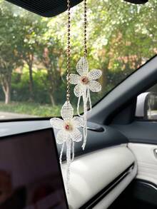 Creative Flower Car Pendant, Car Rearview Mirror Decor Hanging Ornament - Multicolor - View 4