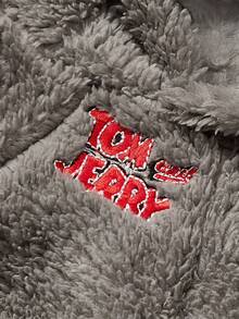TOM & JERRY X PETSIN 1件汤姆猫刺绣3D耳朵装饰可爱双面毛绒材质保暖舒适连帽狗帽衫汤姆猫cos帽衫 - 灰色 - 查看 10