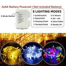 Halloween Eaves Decoration 8-Function Battery Box Christmas Tree 45/80/96/150 LED Icicle String Lights Curtain Lights Birthday Wedding New Year Party Holiday Lighting Indoor String Lights Outdoor Decoration - Battery-powered Fairy Lights - View 7