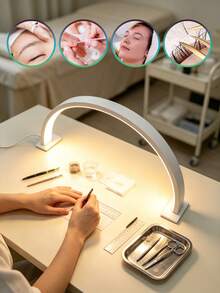 Guanova 1pc Small Crescent Moon Shaped Desk Lamp, Nail Art Light, 3-Color Light Switchable, Button Switch, One-Touch Control, USB Powered Convenient Use, Desk Lamp, Office Lamp, Suitable For Personal Nail Art, Makeup, Handmade Crafts, Jewelry Display, Office, Desk, Bedside Table, Also Can Be Used As Graduation, Birthday, Holiday, Party Gift. - Half-moon Nail Lamp - View 7