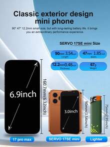 SERVO 17SE Mini Smartphone, Android 9.0, Dual SIM Dual Standby, Layar HD 3.0", Memori Besar 2GB+16GB, WiFi & GPS, Ponsel Kecil 3G WCDMA - Jeruk - View 5