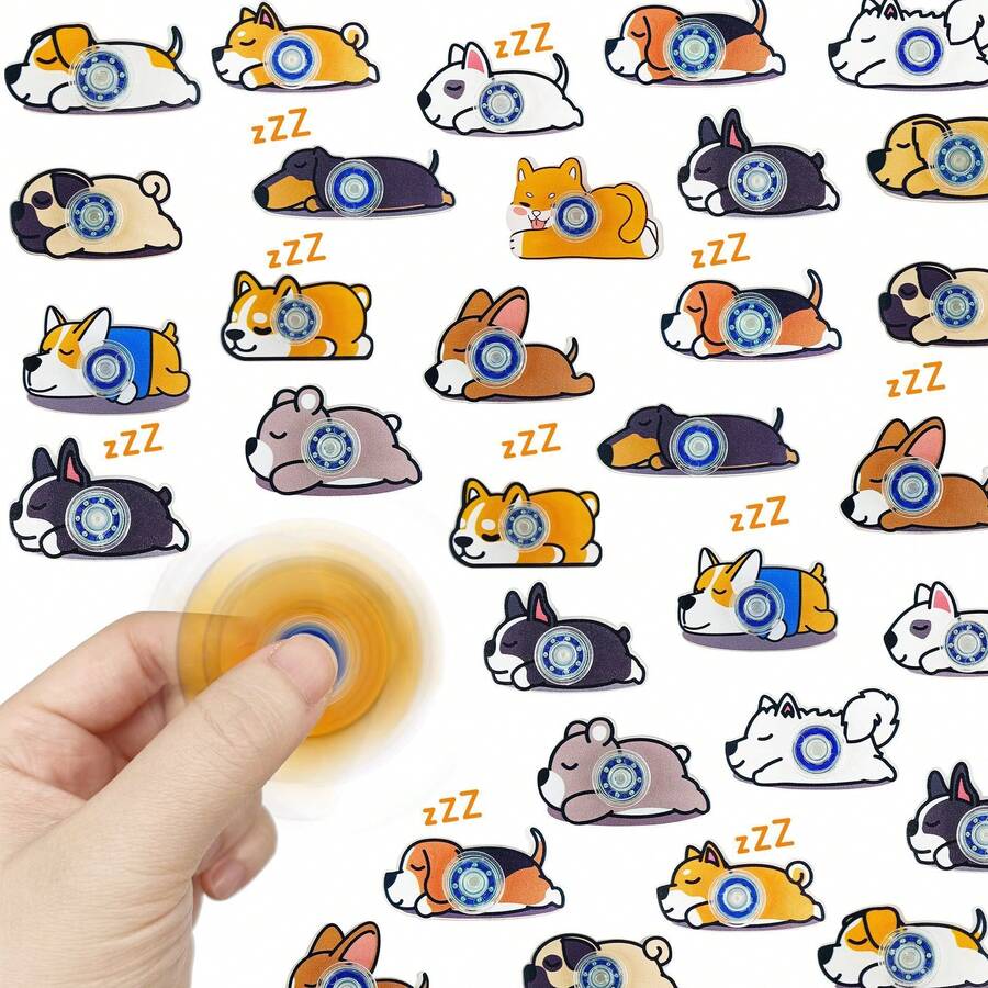 1 Set Cute Puppy Finger Spinner Stress Relief Toy, High-Speed Bearing Smooth Rotation Acrylic Portable Fidget Toy, Desk Decor For Office Workers To Relieve Stress And Heal Emotions (1 Set 10pcs)
