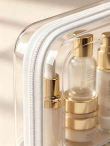 3pcs Transparent Zipper Storage Boxes With Lids - Portable Transparent Storage Boxes With Handles, Durable Travel And Electronic Product Storage, Multi-Size Storage Bags - Multicolor - View 4