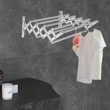 Virellio Zusammenklappbarer Wäscheständer für den Waschraum, Wäscheaufhänger, ausziehbarer Wäscheständer, Wäscheständer aus Edelstahl 201, mit 7 Stangen, 40 kg Tragkraft, für den Innen- und Außenbereich - Silber - Übersicht 5